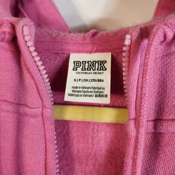Pink by Victoria's Secret Zip up Hoodie Sweatshirt Sz Small - Picture 3 of 5